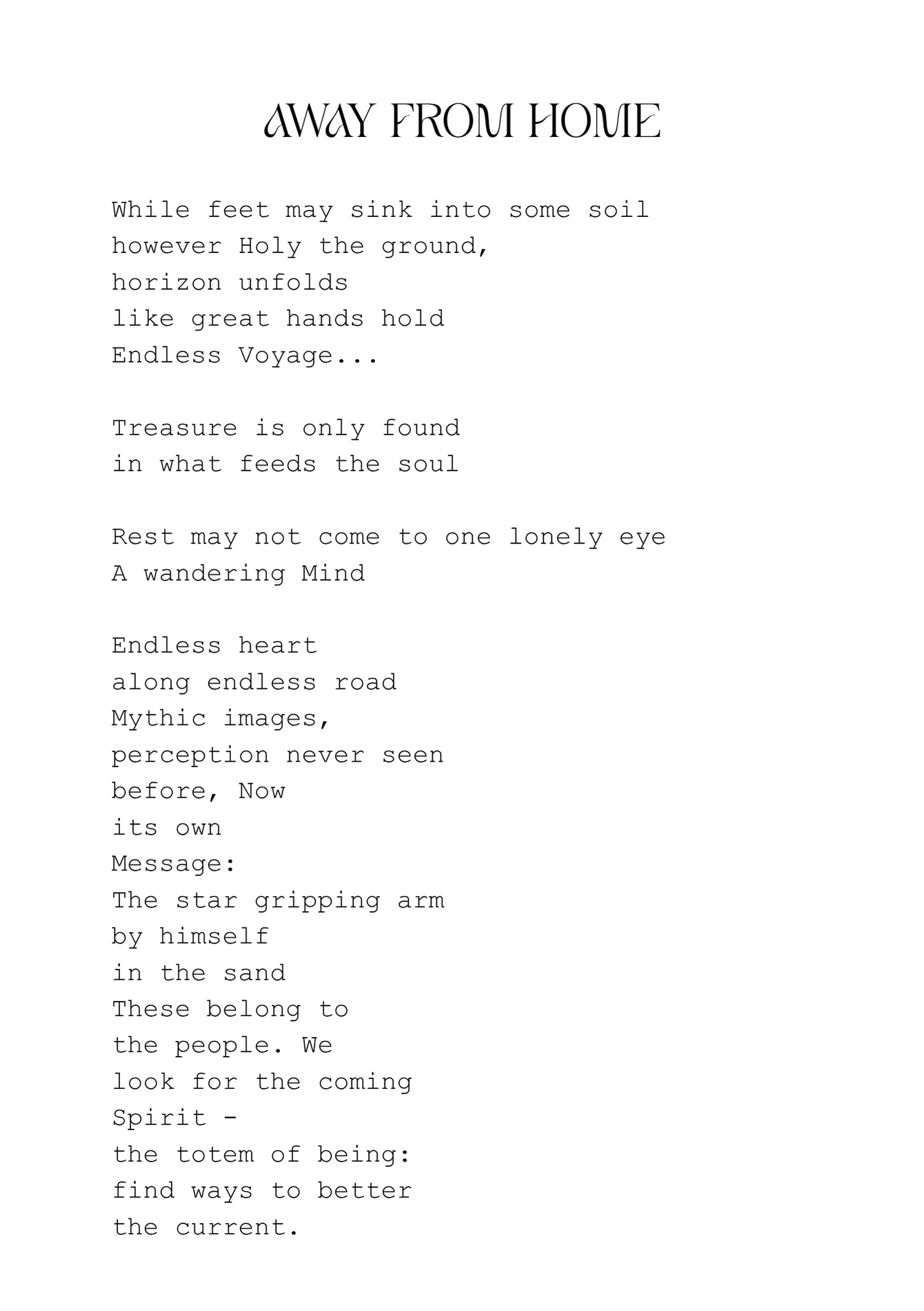 original poetry by larissa brand away from home